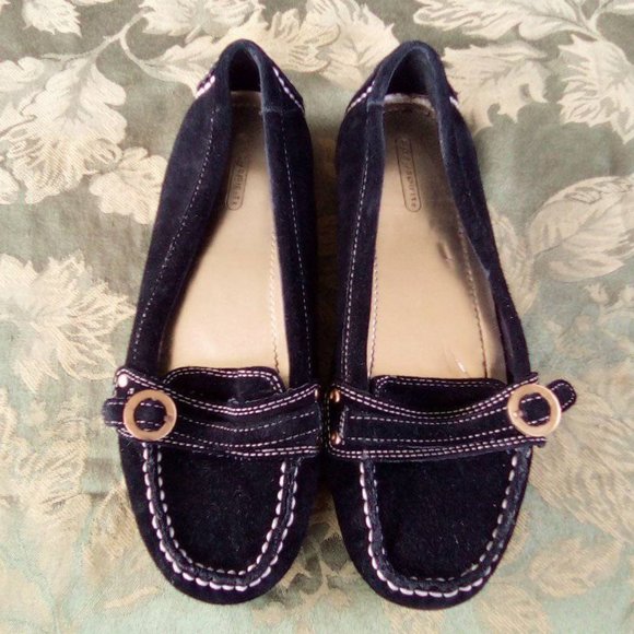 Easy Spirit Shoes Nwot Easy Spirit Black Suede Loafers With Metallic Insoles Poshmark